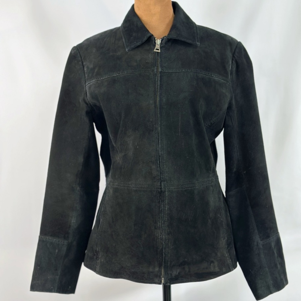 Bernardo Leather Jacket PS Petite Small Black Zip Suede Nordstrom